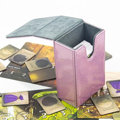 China Magnetic Pink Tarot Deck Box Shining Leather Pu Deck Box Poke Premium Magnetic Custom Holder Trading Card Storage Board Games Card Case for sale