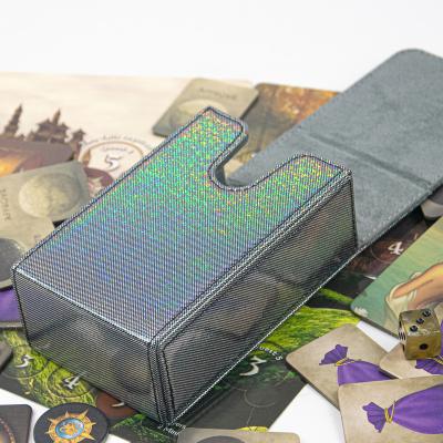 China Shiny Custom Indoor Card Storage Holder PU Flash Tarot Magnetic Box Magnetic Deck Box Push Leather Magnetic Card Case Box Green for sale