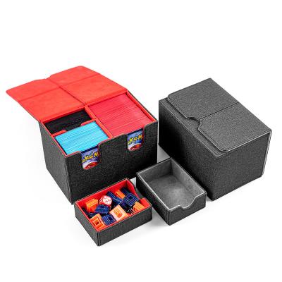 China Fashion Sanseking Exclusive Durable Leather Flip N Tray With Dice Component Sports PU Storage Gift Packaging Twin Card Box for sale