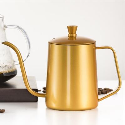 China Sustainable Hot Style 600ml Stainless Steel Spill Over Gooseneck Kettle For Coffee Tea for sale