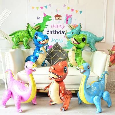 China Valentine/Wedding Party Decorative Dinosaur Foil Balloons Dinosaur Standing Party Supplies Birthday Decoration Balloons Jungle Party Animal Globos for sale