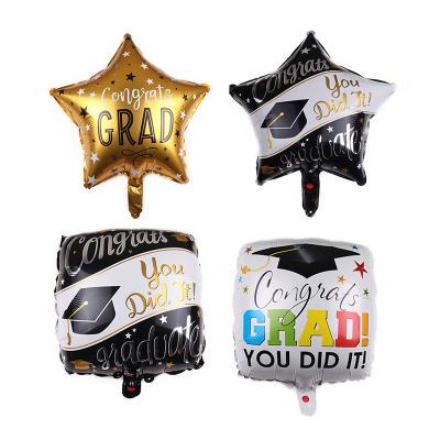 China Activity Decoration 18 Inch Square Foil Globos Round Shape Star Congratulations Graduate Helium Balloons For Graduation Party Decoration for sale