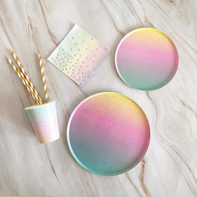 China New Color Party Tableware Industrial Round Birthday Picnic Disposable Cake Paper Plates for sale