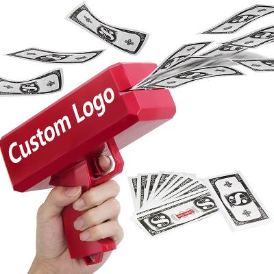 China Toy Custom Logo Gun Make Electronic It's Raining Money Cash Gun Red 100pcs Gun Displays Outdoor Party Game Family Kids Funny Gifts For Kids for sale