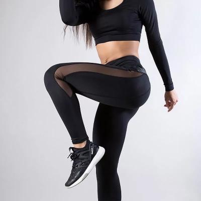 China Breathable Europe And The New Legging Women Black Stitching PU Artificial Leather Yoga Pants Women Legging For Fitness for sale