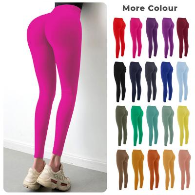 China New Breathable Custom Spandex Yoga Women's High Waisted Leggings Lift Up White Peach Butt Crac! crack! seamless gym sports running tights girls for sale