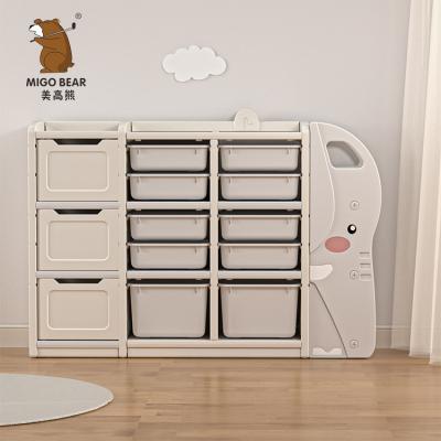 China Custom Plastic Movable Cabinet Toy Storage Kids Clothes Modern Children Furniture Cabinet for sale