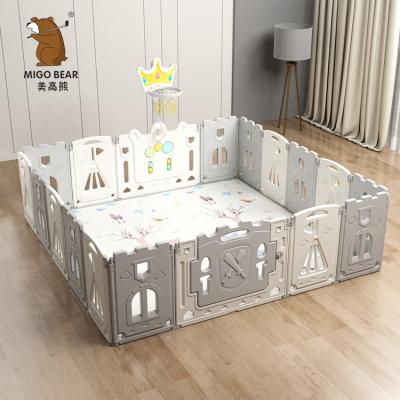 China New Design Foldable White And Gray Kids Fence Yards Plastic Play Safety Baby Playpens for sale