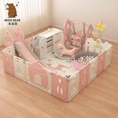 China New Design Hot Sale Foldable Multifunctional Kids Safety Play Yard Plastic Indoor Fence Baby Playpen for sale