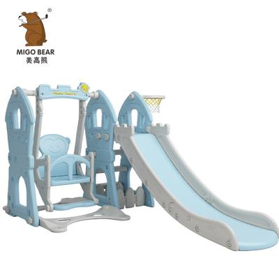 China 0-8years baby indoor swing and slide playground equipment baby kids slide indoor plastic set with swing safety for sale