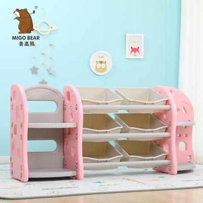 China Custom Plastic Kids Modern Furniture Book Shelves Baby Chest Corner Closet Rack Drawer Toys Storage Shelf Kids Cabinets for sale