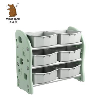 China Modern Custom Plastic Children Furniture Book Shelves Baby Drawer Toy Storage Shelf Kids Cabinets for sale