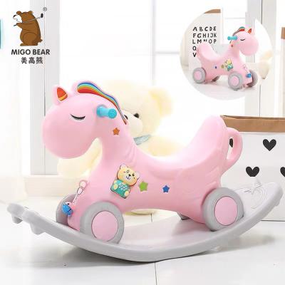 China Ride on Baby Toy Multifunctional Plastic High Quality Unicorn Chair 3 in 1 Children Walker Kids Rocking Horse for sale