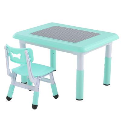 China Cheap Customized Modern Children Furniture School Area Kids Plastic Chair And Building Table For Home Children for sale