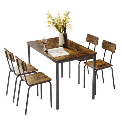 China Simple Design Retro Dining Table Set 5-Piece Dining Chair with Backrest (Rustic Brown) for sale