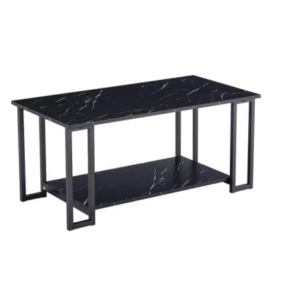 China 1.5cm Thick MDF Iron Marble Rectangular Top Coffee Table Durable Double Slab for sale