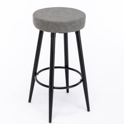 China Appearance Stable High Level Round PU Kitchen Counter Stool, Industrial Round Bar Stool, Bar Chair for sale