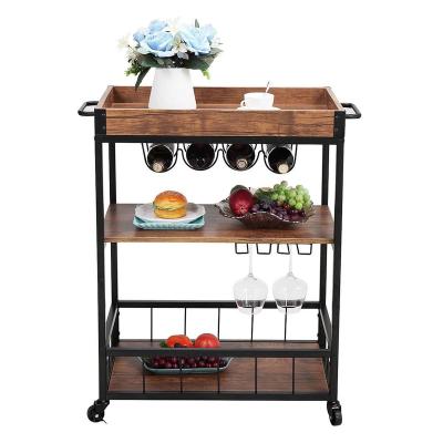 China Other Modern Removable Iron Kitchen Cart Storage Shelf Wine Bottle Rack Sideboard Cabinet for sale