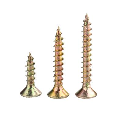 China Flat Toughened Flat Head Zinc Color Wood Tapping Screw Self Tapping Screws Flat Head Cross-dipped Dry Wall Long Nails Wall Panel Nails for sale