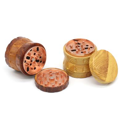 China Wholesale Dry Herb 4 Parts Lasering Herb Tobacco Spice Grinder Cracker Smoke Grinder Wood Grinder for sale