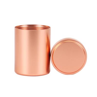 China Storage Container Aluminum Condiments 5 Ounce Set Small Rose Gold Container Jars With Lid For Spice Herb Tobacco Tea for sale