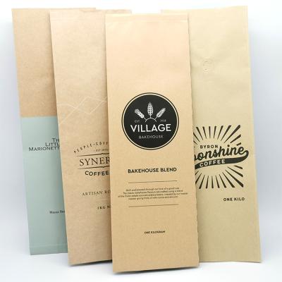 China Custom Brown Paper Bags Moisture Proof 1kg 2kg Valve Paper Bag For Cookies Food Compost Kraft Paper Coffee Bag Eco Friendly Packaging Side Gusset for sale