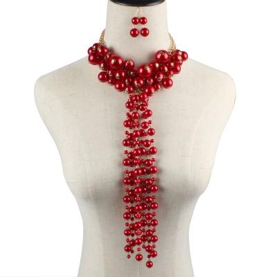 China Fashionable Hot Selling Environmental Friendly Jewelry Personality Exaggerated Imitation Pearl Beads Necklace For Women for sale