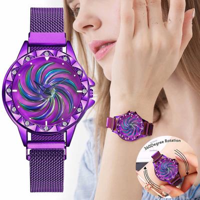 China Fashion Creative Dial Day/Date New 360 Degree Rotating Ladies Quartz Watch for sale