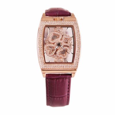 China Water Resistant Fashion Diamond Decor Square Face Leather Strap Watch Rhinestone Ladies Luminous Quartz Watch for sale