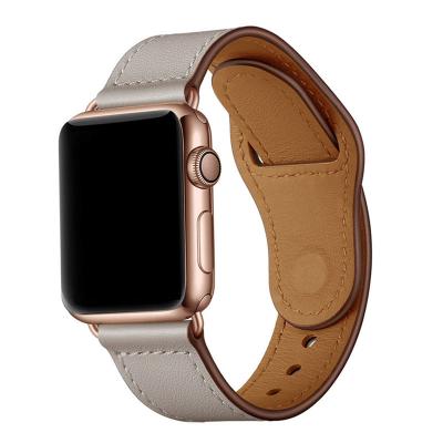 China Fanshion Smart Watch Straps Genuine Leather Bands For Apple Leather Watch for sale