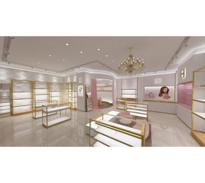 China Strong Classic Gold cabinet antique jewelry display fashion jewelry shop interior design for sale