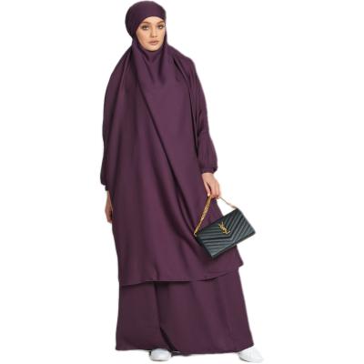 China 2022 New Young Ladies Malaysia Dark Plum Abaya Ramadan Prayer Dress One Piece Wear Islamic Arab Muslim Formal Casual Daily Wear for sale