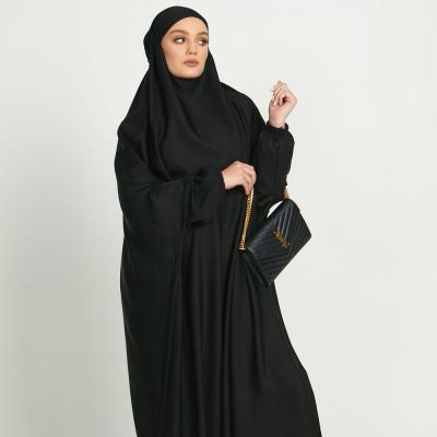 China 2022 New Young Ladies Malaysia Islamic Clothing One Piece Abaya Muslim Formal Daily Casual Daily Black Ramadan Prayer Dress for sale