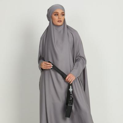 China Silver Haze Abaya Ramadan Prayer Dress 2022 New Young Ladies Malaysia Islamic Arabic Muslim Daily Casual One Piece Wear for sale