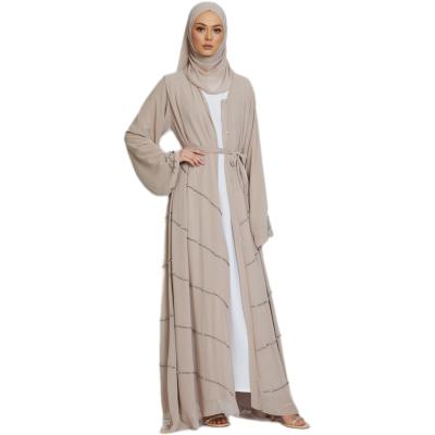 China Islamic Clothing Dubai Women's Youth Long Dresses Malaysia Clothing Open Chain Arab Muslim Formal Daily Casual Twill for sale