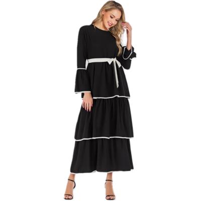 China 2022 Summer New Daily Casual Formal Fashion Comfortable Chiffon Splicing Malaysia Turkey Cake Muslim Long Dress Skirt for sale