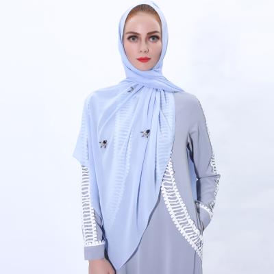 China New Design Muslim Classic Scarf High Quality Formal Casual Daily Hijab Small Soft Shiny Bee Hijab Shawl for sale