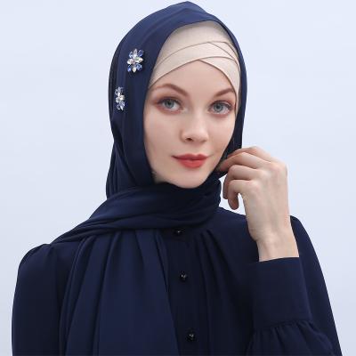 China New Design Muslim Classic Scarf High Quality Formal Casual Daily Hijab Soft Shiny Two Flower Hijab Shawl for sale