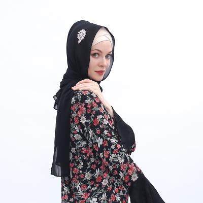 China New Design Classic Muslim High Quality Formal Casual Hijab Soft Shiny Crested Turban Shawl for sale