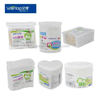 China Soft Eco-friendly Double Headed Swabs Head Ear Cotton Stick Cleaning Paper For Sticking Bamboo Cotton Buds With Box for sale