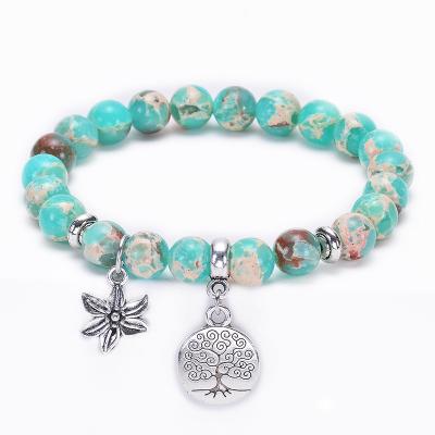 China FASHIONABLE wholesale natural stone beads bracelet Jasper Stone Imperial Tree of Life starfish bracelet yoga bracelets male jewelry for men for sale