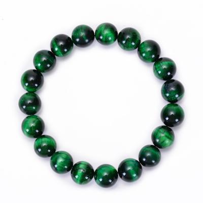 China Best Selling Super Green Tiger Eye Bracelet Natural Stone CLASSIC Beads Stretch Bracelet Healing Gemstone Bracelet For Women Men for sale