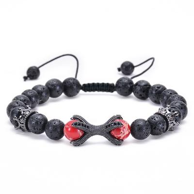 China FASHIONABLE 8MM Natural Stone Diamond Braided Rope Bracelet Natural Lava Volcanic Stone Octopus Crown Bracelet Beaded Bracelet Men Women for sale