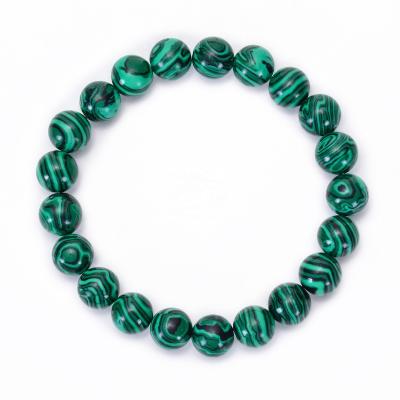 China CLASSIC Hot Selling Malachite Bracelet Green Natural Stone Beads Bracelet Semi Precious Gemstones Healing Stretch Beaded Bracelet For Men for sale