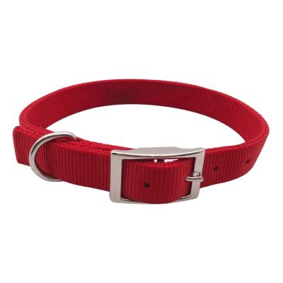 China Hot Sale 2.5cm High Quality Custom Red Collar Luxury Adjustable Nylon Dog Collar With Buckle And Metal D-ring for sale