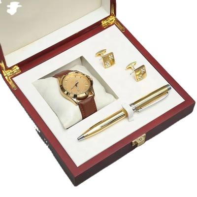 China Cheap Business Men Clock Pen Cufflink Gift Set Amazon Corporate Gift Set Promotional OEM for sale