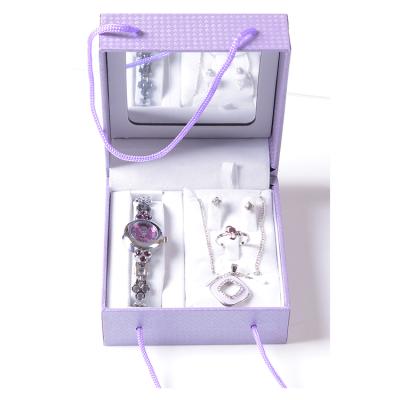 China Cheap Fashion Earring Ring Necklace Set Bridesmaid Jewelry Women Gift Sets Box With Watches for sale