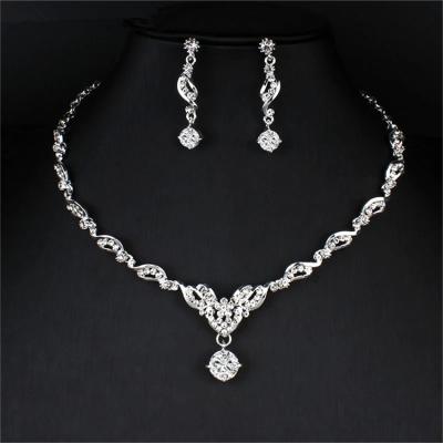 China Cheap Wholesale Women Crystal Indian Jewelery Zirconia Girls Fashion Bridal Jewelry Set For Wedding for sale