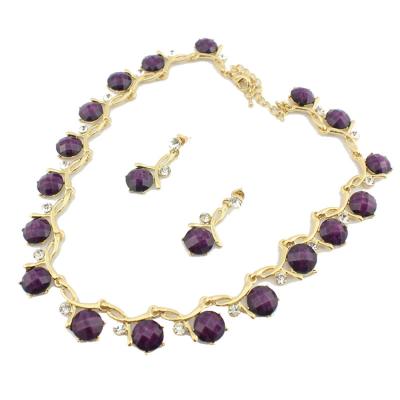 China Cheap New Fashion Jewelry Gold Plated Necklace Earrings Necklace Set Bridal Jewelry Set Women for sale