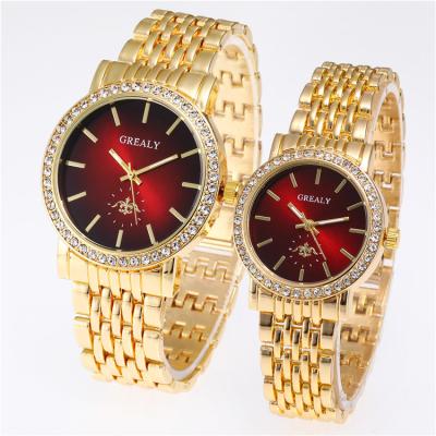 China Factory direct supply gold small dial lover watch set red diamond watch gift watch for couples for sale